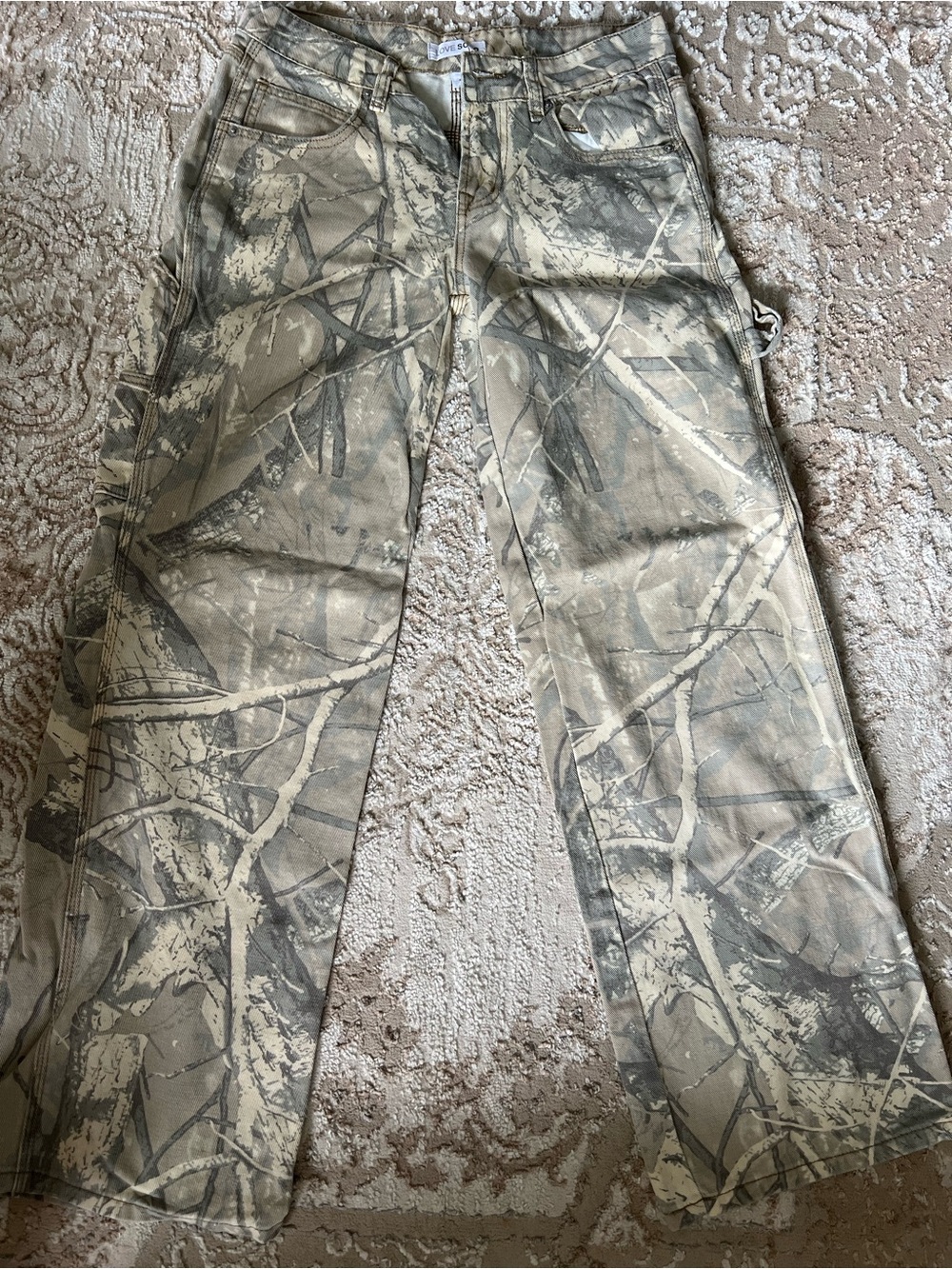 Women’s Camo Wide Leg Carpenter Jeans - Taupe/Gray